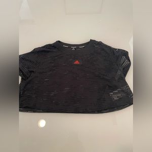 Adidas PRIMEBLUE Tennis Shirt Crop Top Women's Size M Mesh Black